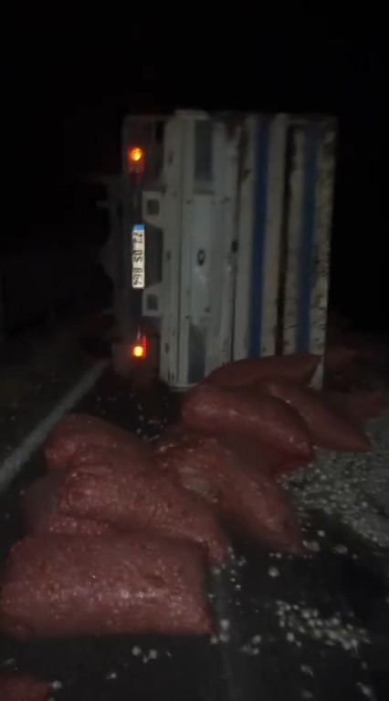 Diyarbakır’da soğan yüklü tır devrildi: 1 yaralı
