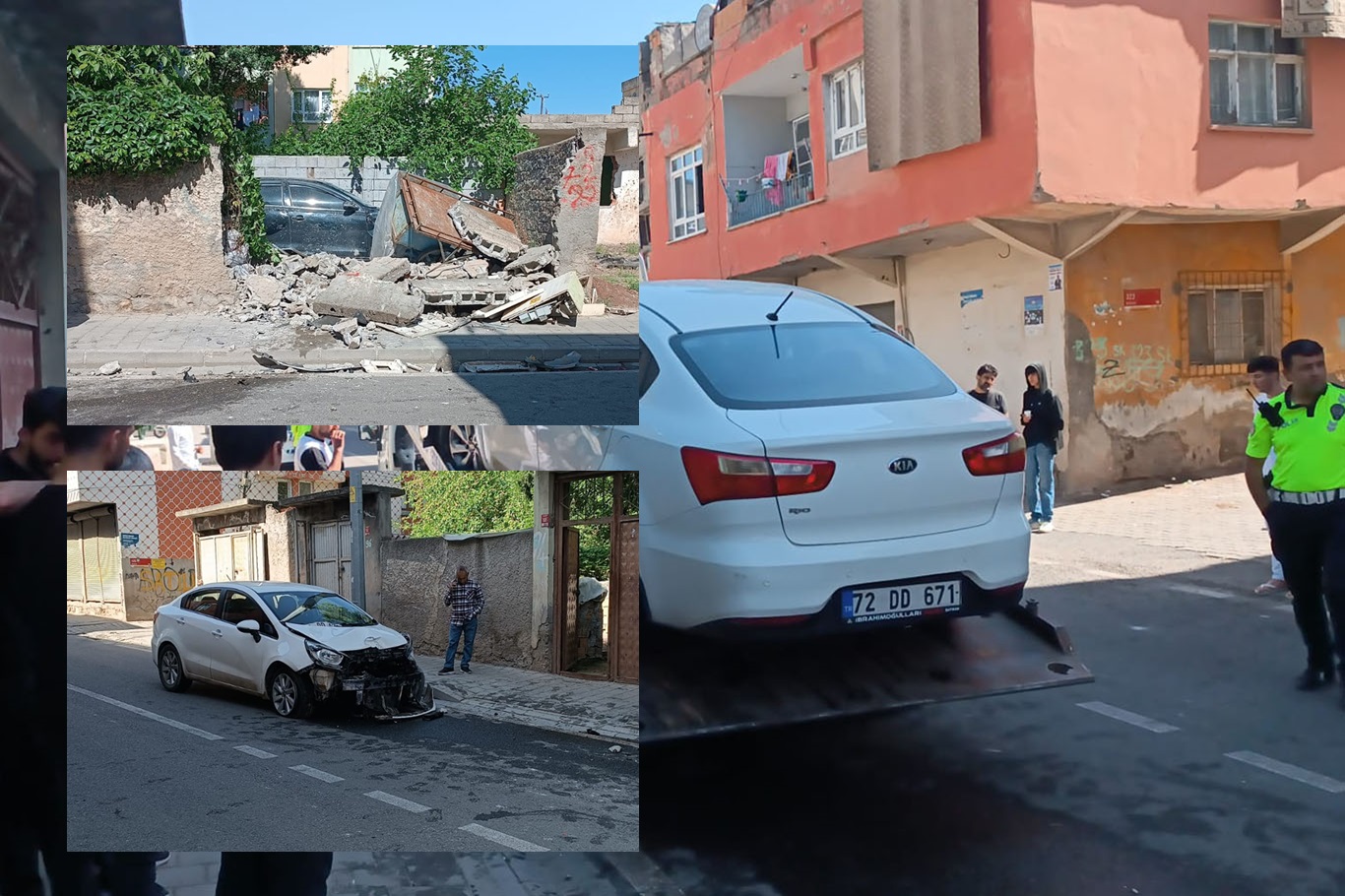 Duvarı yıkan otomobil, bah&ccedil;edeki otomobile zarar verdi