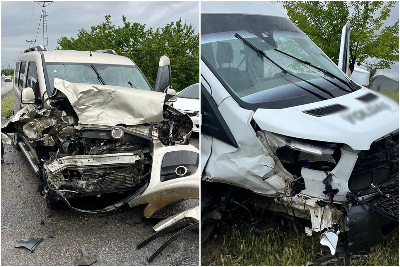 Servis aracı ile hafif ticari ara&ccedil; &ccedil;arpıştı: 2 yaralı