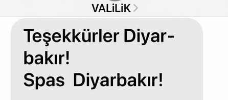 Valilikten ‘spas’lı teşekkür mesajı
