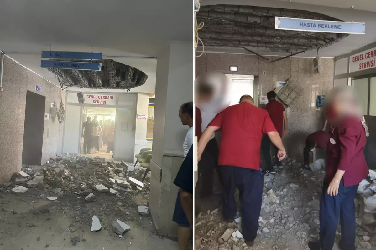 Devlet Hastanesi'nin tavanı çöktü