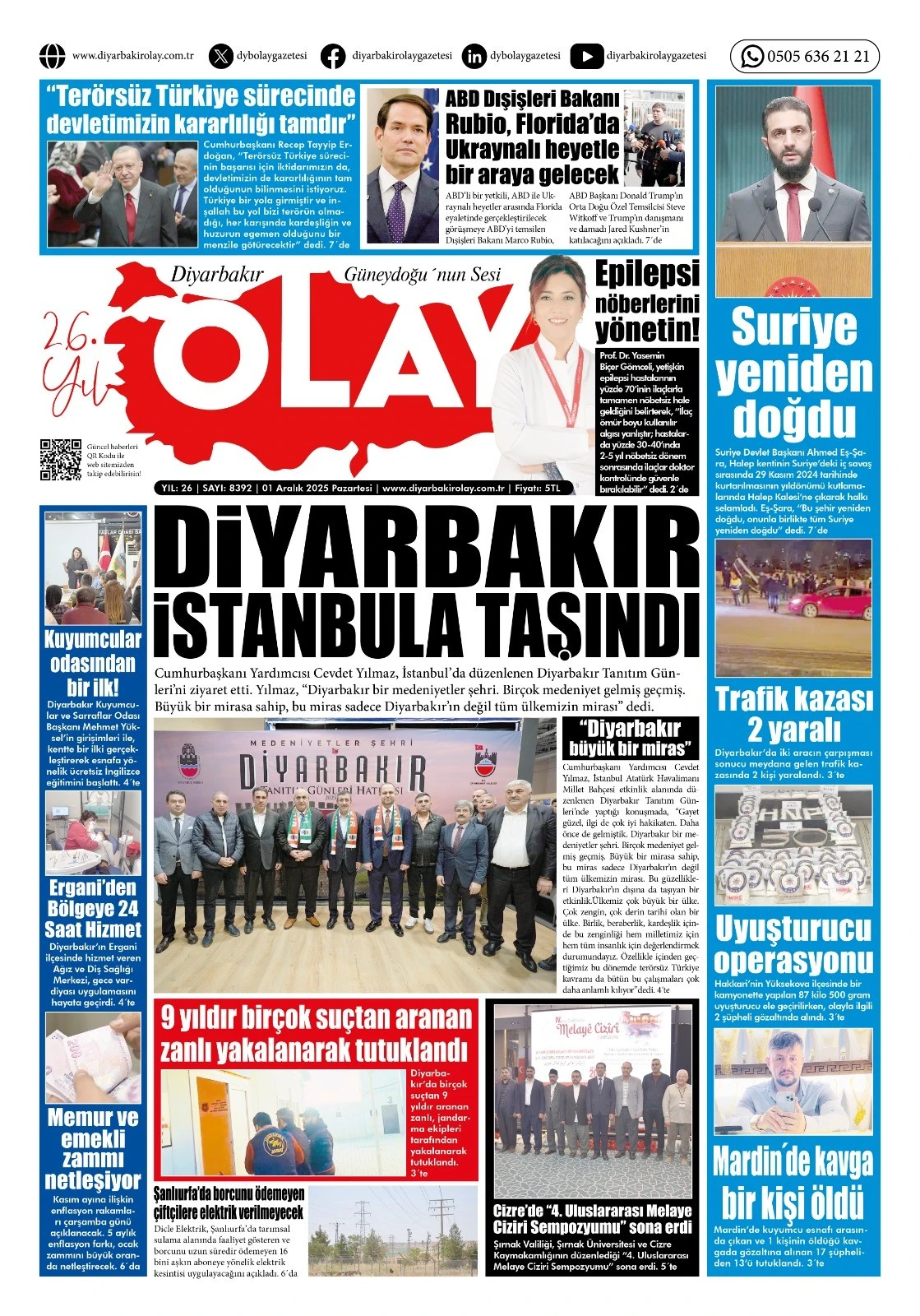 01 12 2025 Diyarbakır Olay Gazetesi