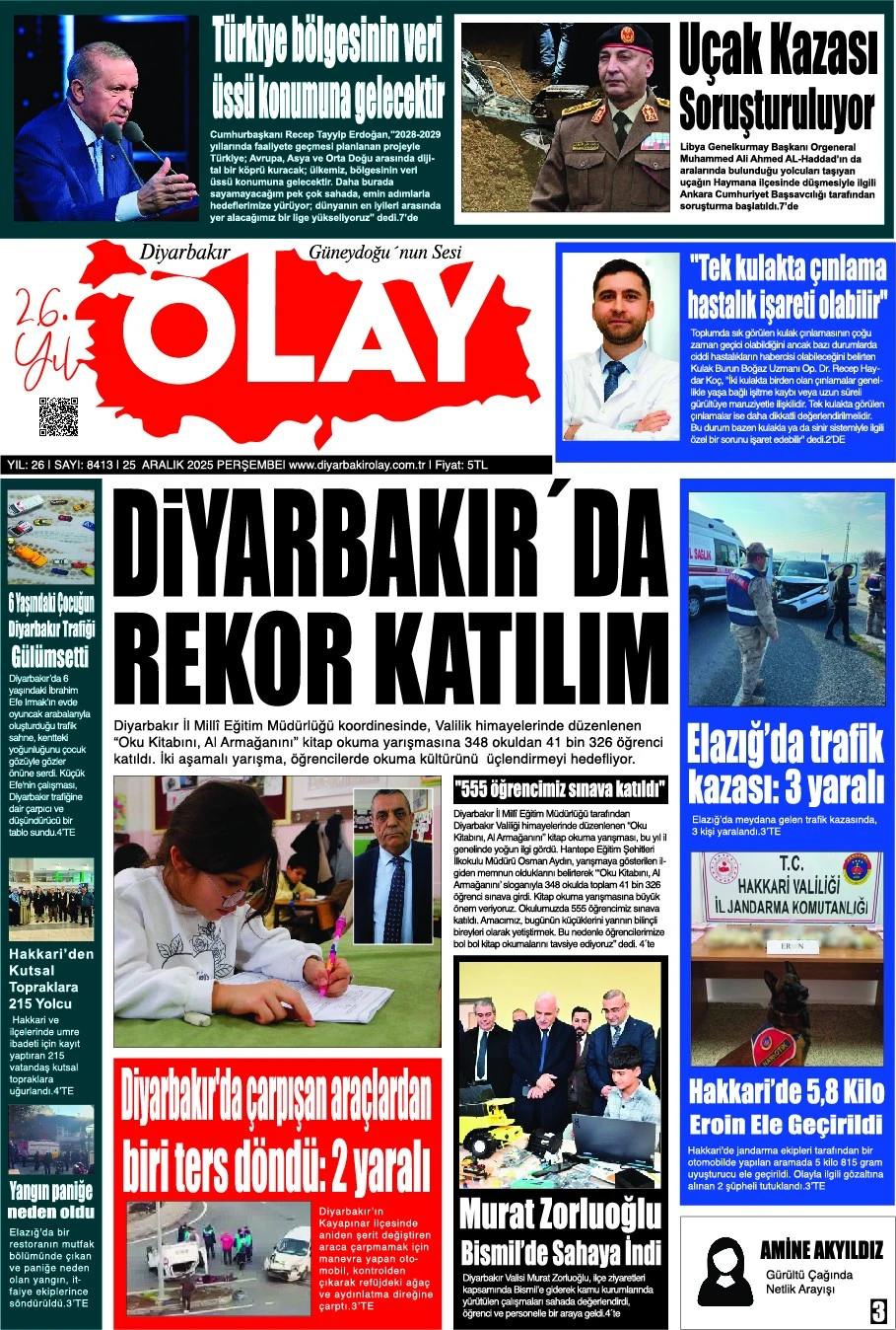 25 12 2025 Diyarbakır Olay Gazetesi