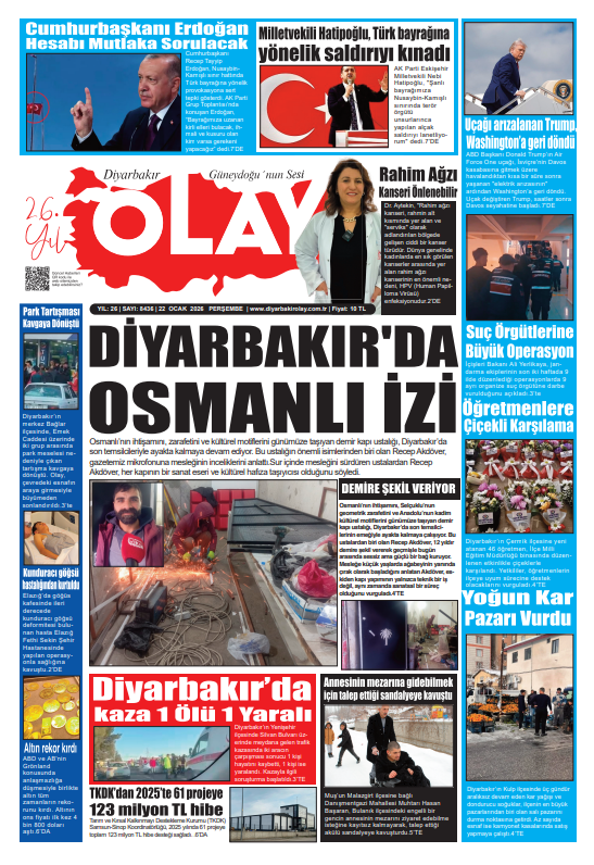 22 01 2026 Diyarbakır Olay Gazetesi