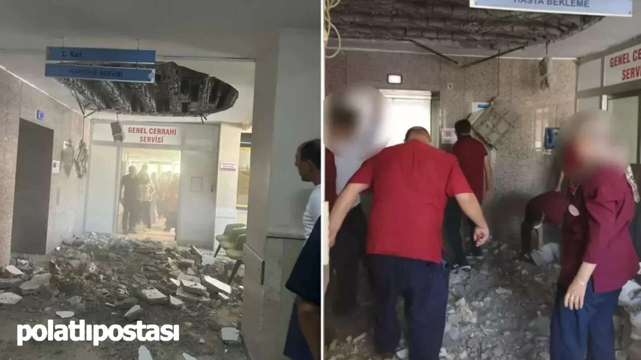 Denizli'de hastanenin tavanı &ccedil;&ouml;kt&uuml;