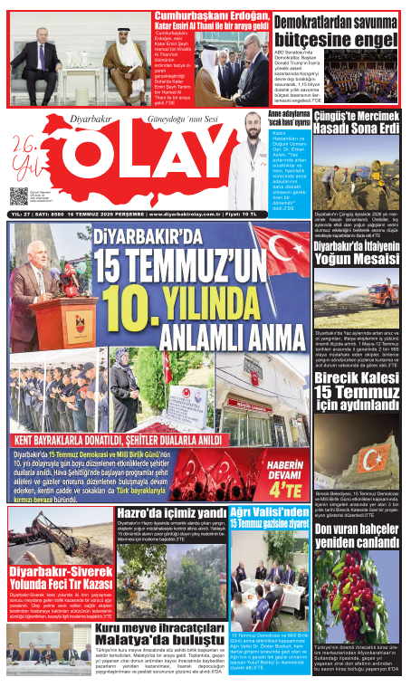 16.07.2026 Diyarbakır Olay Gazetesi
