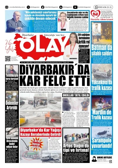 30 12 2025 Diyarbakır Olay Gazetesi