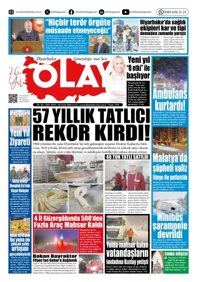 02 01 2026 Diyarbakır Olay Gazetesi