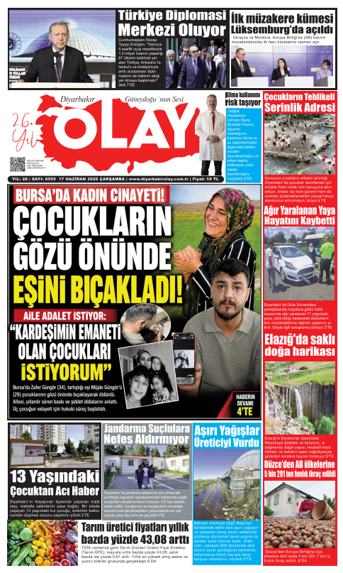 17.06.2026 Diyarbakır Olay Gazetesi