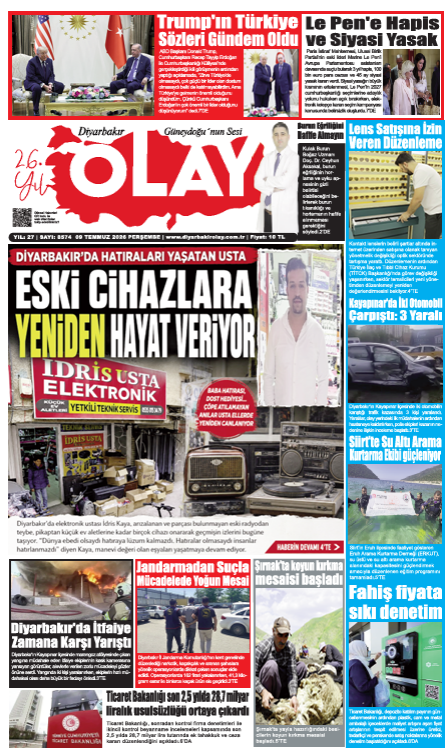 09.07.2026 Diyarbakır Olay Gazetesi