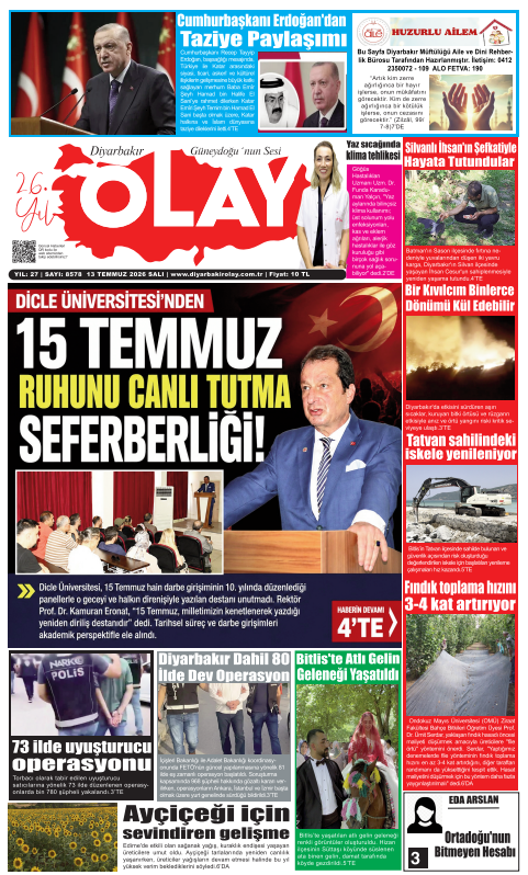 14.07.2026 Diyarbakır Olay Gazetesi