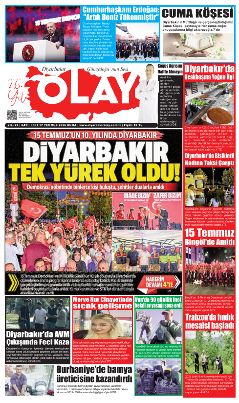 17.07.2026 Diyarbakır Olay Gazetesi