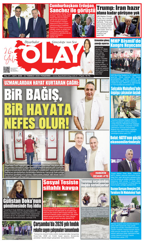 23.07.2026 Diyarbakır Olay Gazetesi