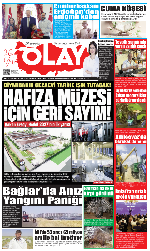 24.07.2026 Diyarbakır Olay Gazetesi