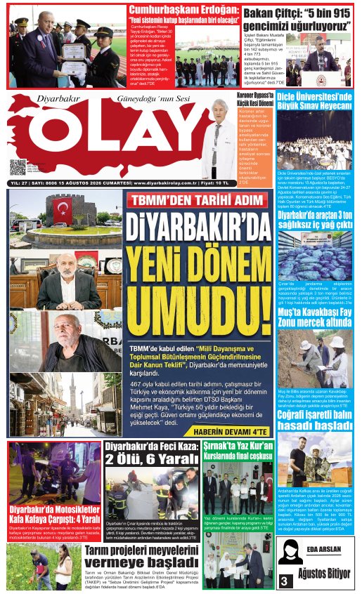 15.08.2026 Diyarbakır Olay Gazetesi