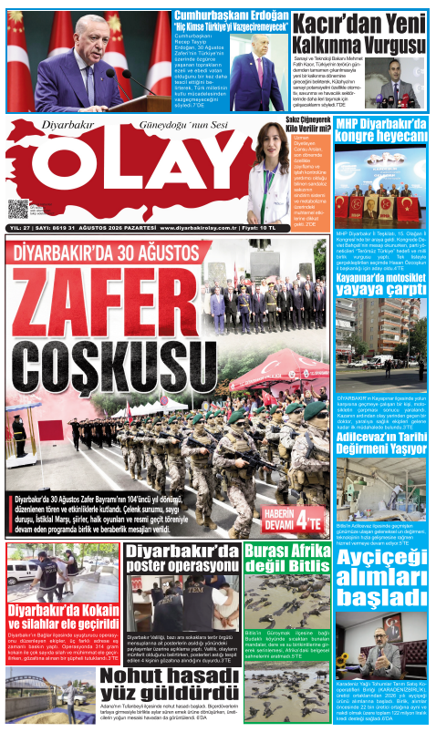 31.08.2026 Diyarbakır Olay Gazetesi