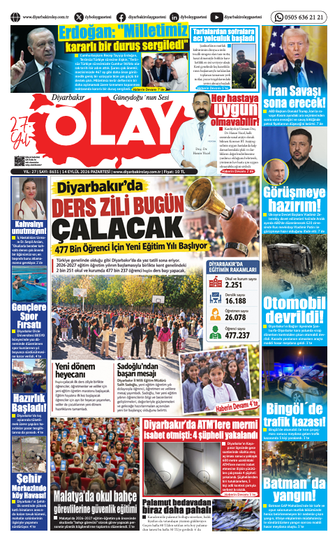 14.09.2026 Diyarbakır Olay Gazetesi