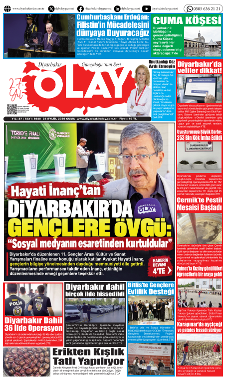 25.09.2026 Diyarbakır Olay Gazetesi