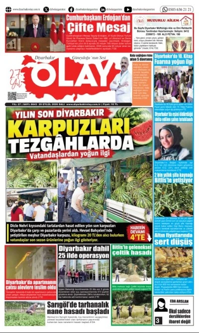29.09.2026 Diyarbakır Olay Gazetesi