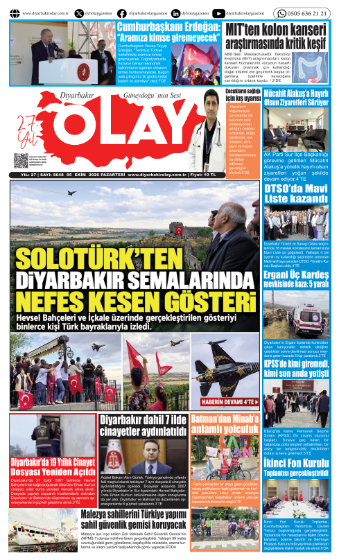 05.10.2026 Diyarbakır Olay Gazetesi
