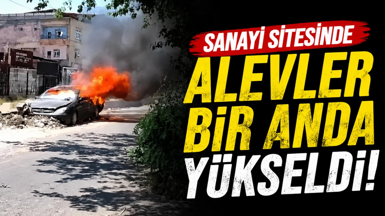 Sanayi Sitesinde Korkutan Yangın! Tamirdeki Otomobil Küle Dö