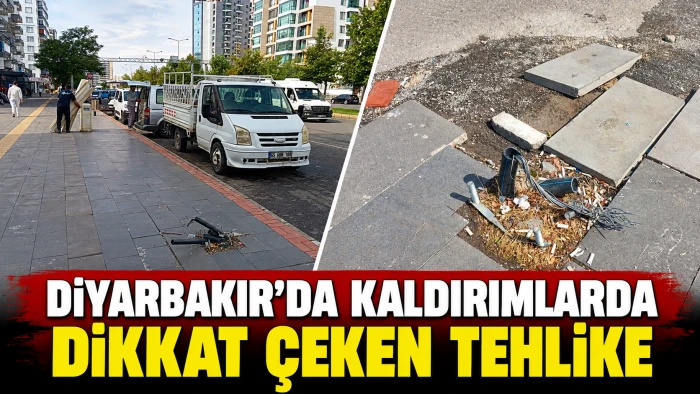 Diyarbakır'da kaldırımlarda dikkat &ccedil;eken tehlike