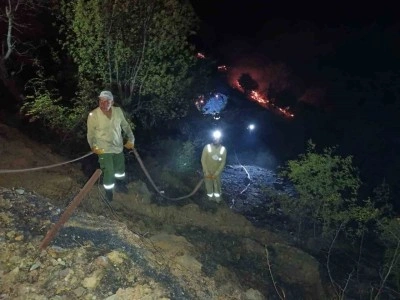 Ahılda çıkan yangın ormanlık alana sıçradı