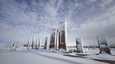 Tarihi mekanlarından kartpostallık kar manzaraları