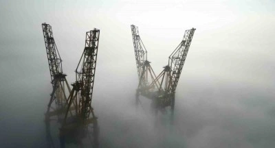 Ambarlı limanında sis bulutu