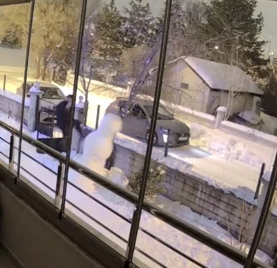 Aracından indi kardan adamı yıkıp gitti