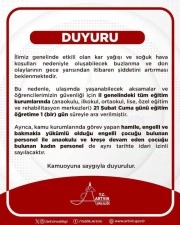 Artvin’de eğitime 1 gün ara verildi