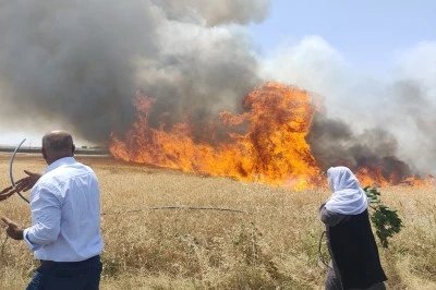 Bağlar'da Buğday Tarlalarını Alevler Sardı