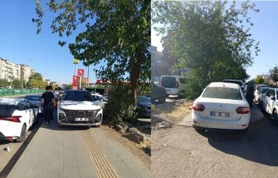 Bağlar&rsquo;da kaldırımlar otoparka d&ouml;nd&uuml;