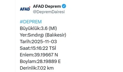 Balıkesir&rsquo;de 4.9 b&uuml;y&uuml;kl&uuml;ğ&uuml;nde deprem