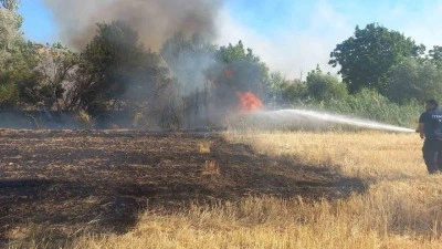Balya makinesinden çıkan kıvılcım 200 dönümü kül etti