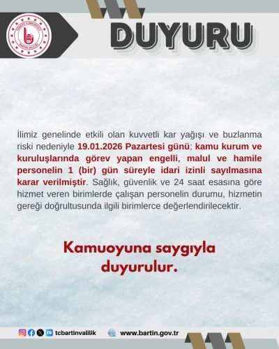 Kamu &ccedil;alışanlarına kar tatili