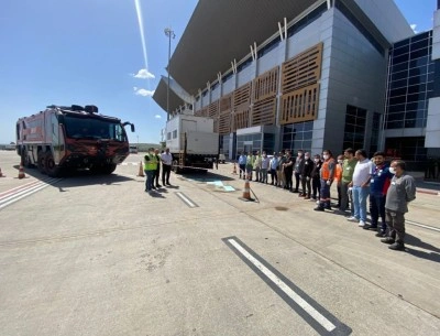 Batman Havalimanında yakıt sızıntısı eğitimi