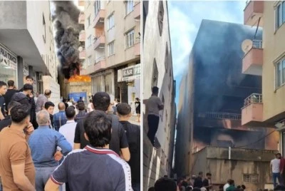 Batman Kozluk’ta Sebze Kasalarının Tutuşmasıyla Bina Yangını