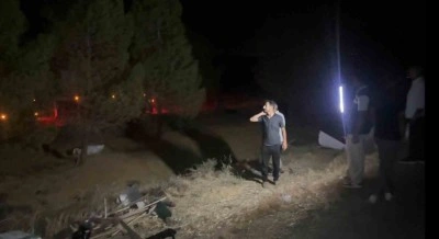 Buğday yüklü tır devrildi