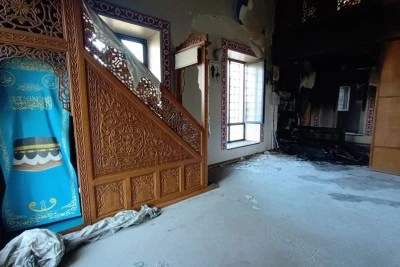  Cami'de Elektrik Kontağından Çıkan Yangında Büyük Hasar