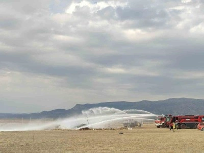 &Ccedil;ardak Havaalanında u&ccedil;ak kaza kırım tatbikatı yapıldı