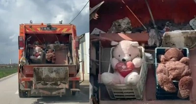 Çöp kamyonuna bakan hayrete düştü