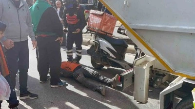 &Ccedil;&ouml;p kamyonuna &ccedil;arpan Motokurye yaralandı