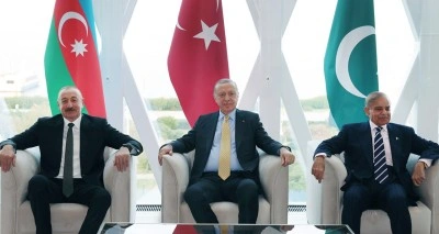Cumhurbaşkanı Erdoğan, Aliyev ve Şerif ile g&ouml;r&uuml;şt&uuml;