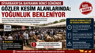 Diyarbakır&rsquo;da Bug&uuml;nde G&ouml;zler Kesim Alanlarında