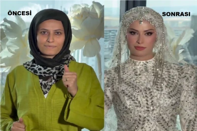 Diyarbakır&rsquo;da Gelinin Makyaj &Ouml;ncesi ve Sonrası G&ouml;r&uuml;nt&uuml;s&uuml; Dikkat &Ccedil;ekti