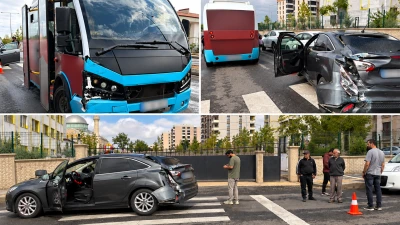 Diyarbakır&rsquo;da halk otob&uuml;s&uuml; ile otomobil &ccedil;arpıştı