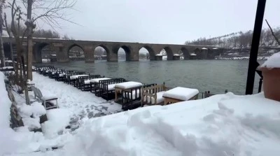 Diyarbakır&rsquo;da Kar Yağışı Dicle Nehri&rsquo;ni Besledi