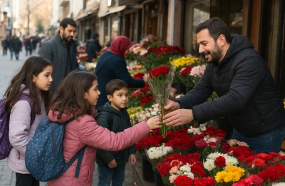 Diyarbakır’da Öğretmenler Günü Yoğunluğu: Çocuklar Çiçekçilere Akın Etti