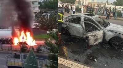 Diyarbakır'da Seyir Halindeki Otomobil Bomba Gibi Patladı